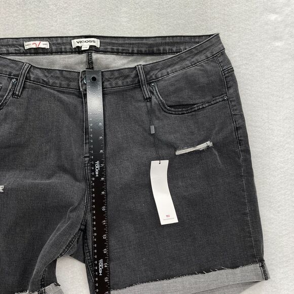 VIGOSS Marley Shorts Women's Plus 22W‎ Black Stretch Denim Distressed Mid Rise - Picture 8 of 11